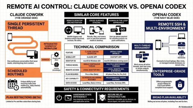 Remote AI Control: Claude Cowork vs. OpenAI Codex