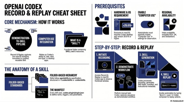 OpenAI Codex Record & Replay Cheat Sheet
